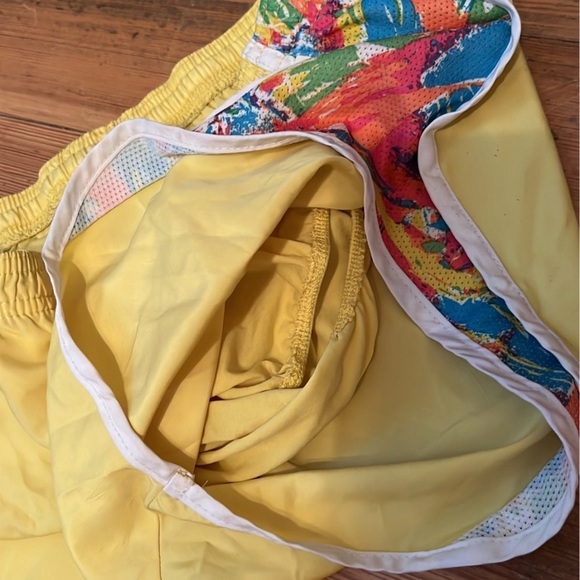 Soffe Yellow Athletic Shorts with Floral Sides - Picture 3 of 4